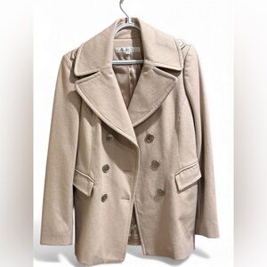 Kenneth Cole New York Beige Double-Breasted Pea Coat